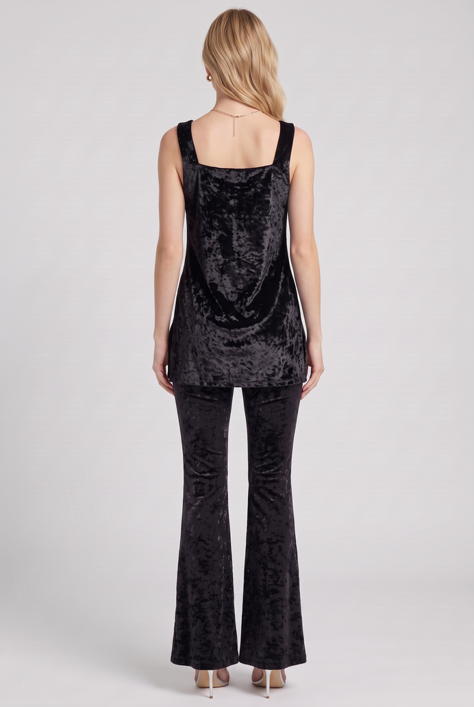 Korean Velvet Sleeveless Co-ord Set