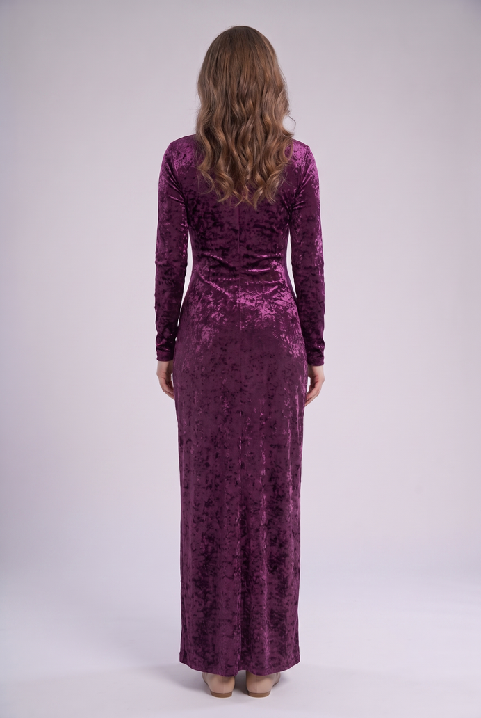 Korean Crushed Velvet Fish Cut Gown