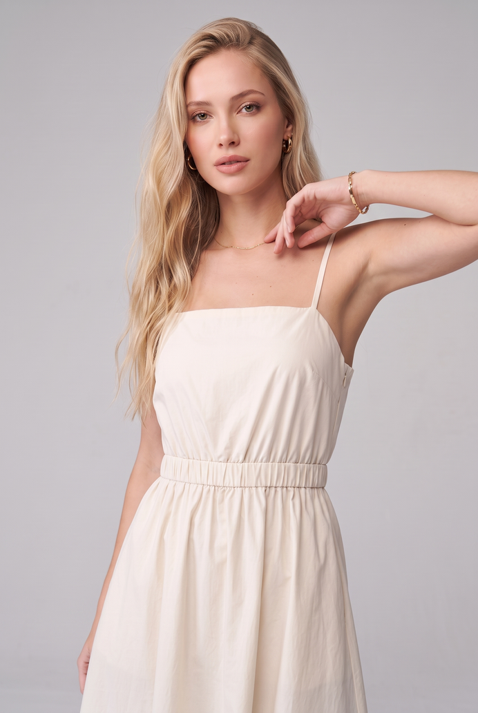 Fit & Flare Cotton Sleeveless Midi Dress