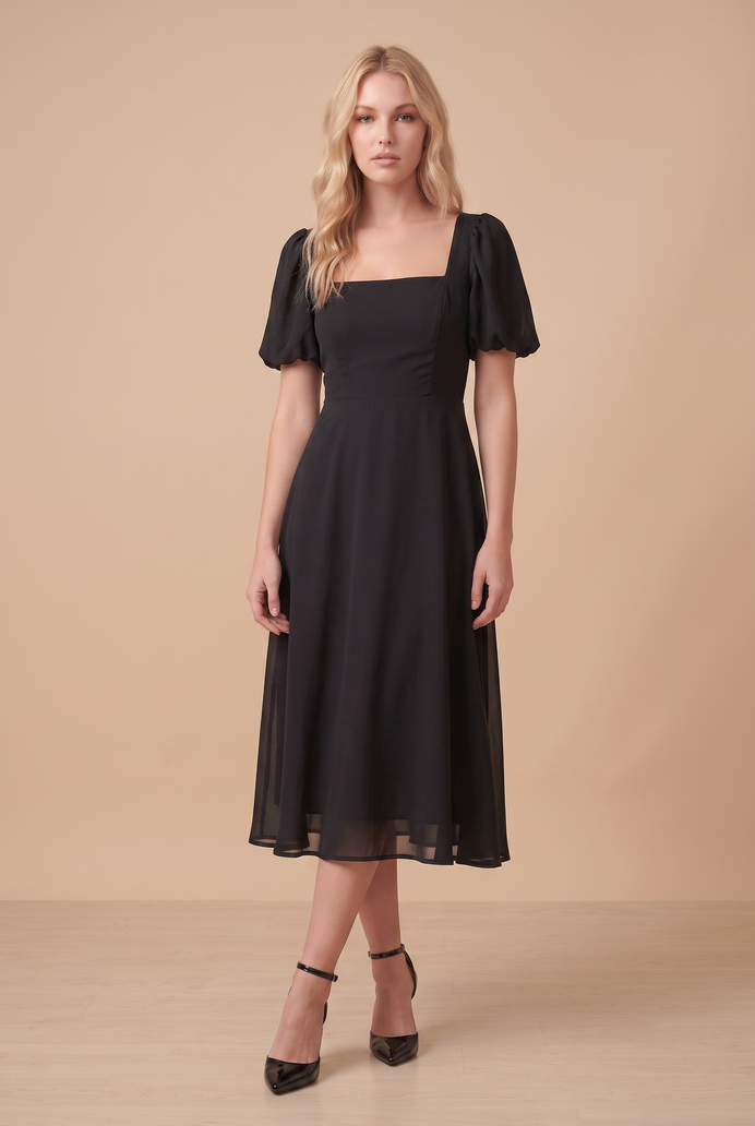 Fit And Flare Georgette Midi Dress