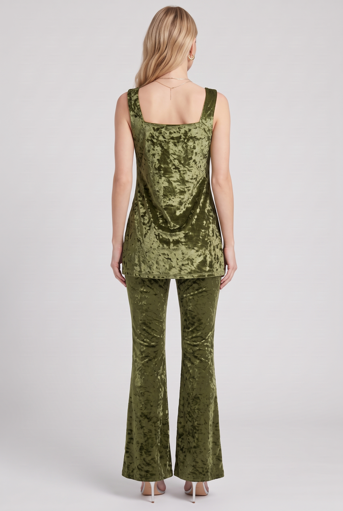 Korean Velvet Sleeveless Co-ord Set