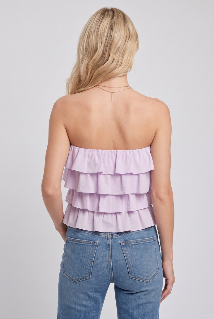 Cotton Crop Frilled Tube Top