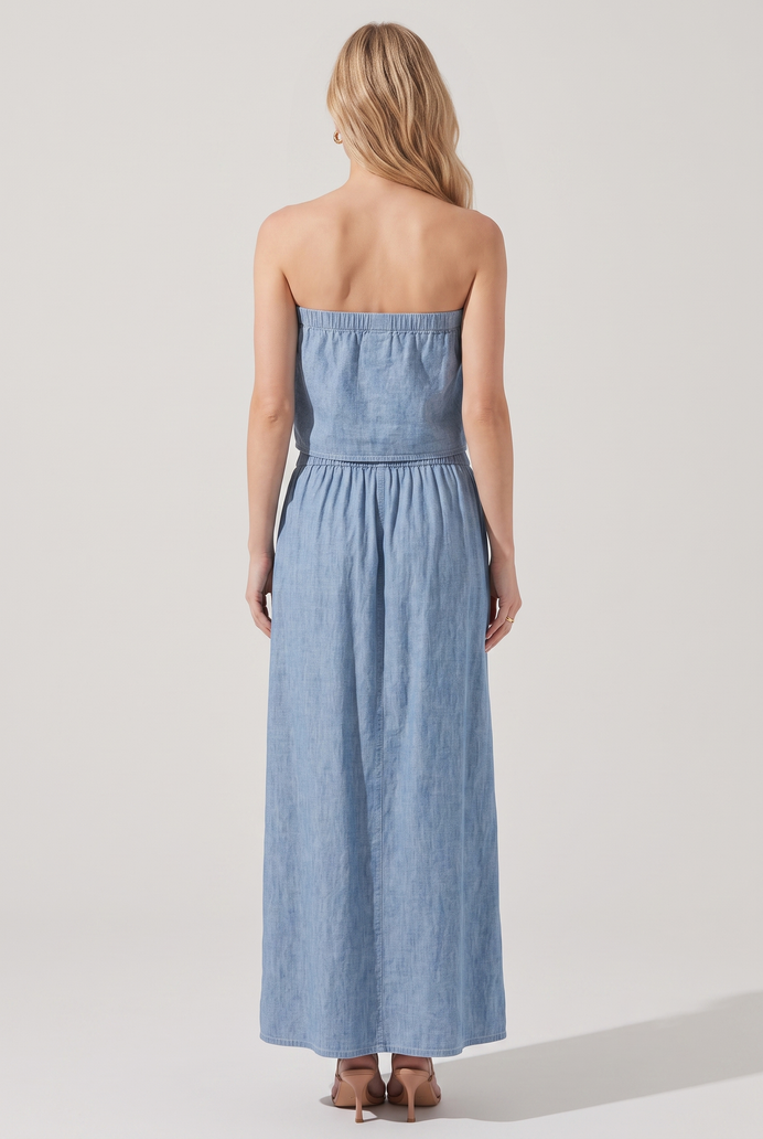 Denim Co-ord Skirt & Tube Top Set