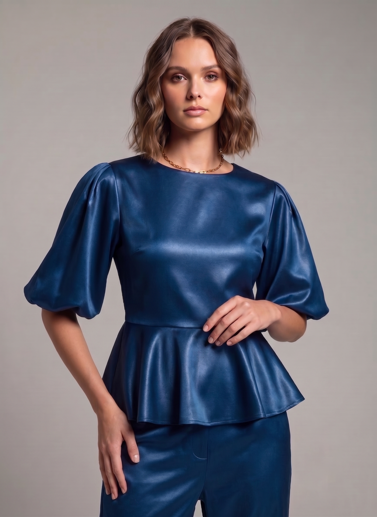 Balloon Sleeve Satin Co-ord Set