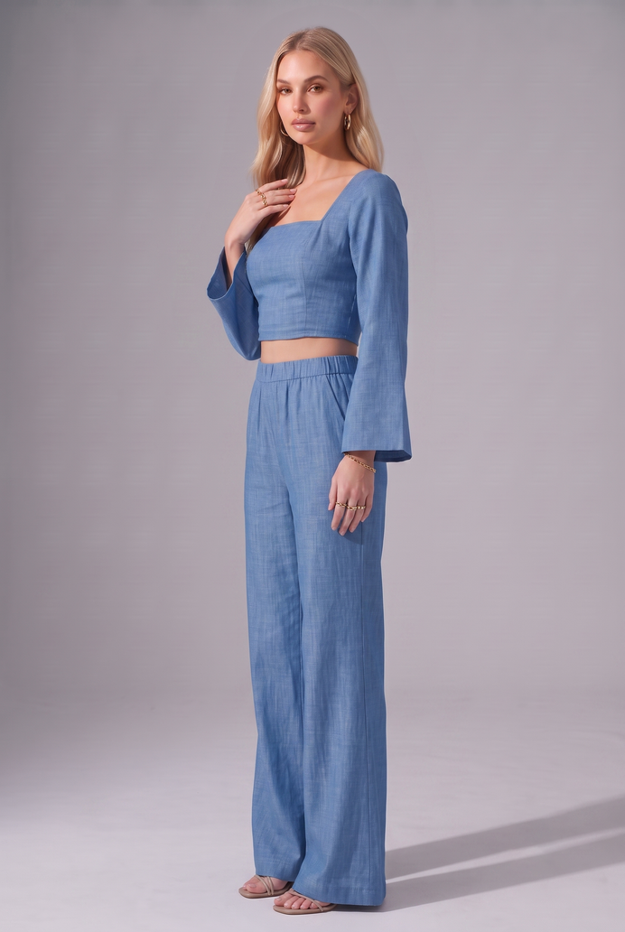 Flared Sleeve Denim Co-ord Set