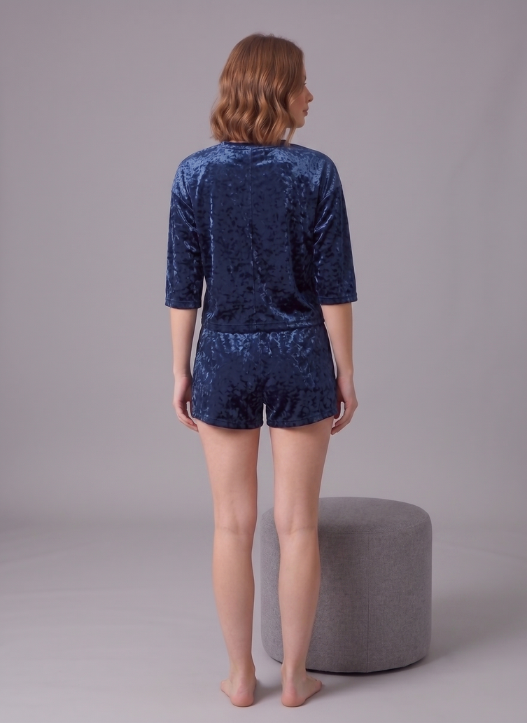 Korean Velvet Crop Top And Short Set