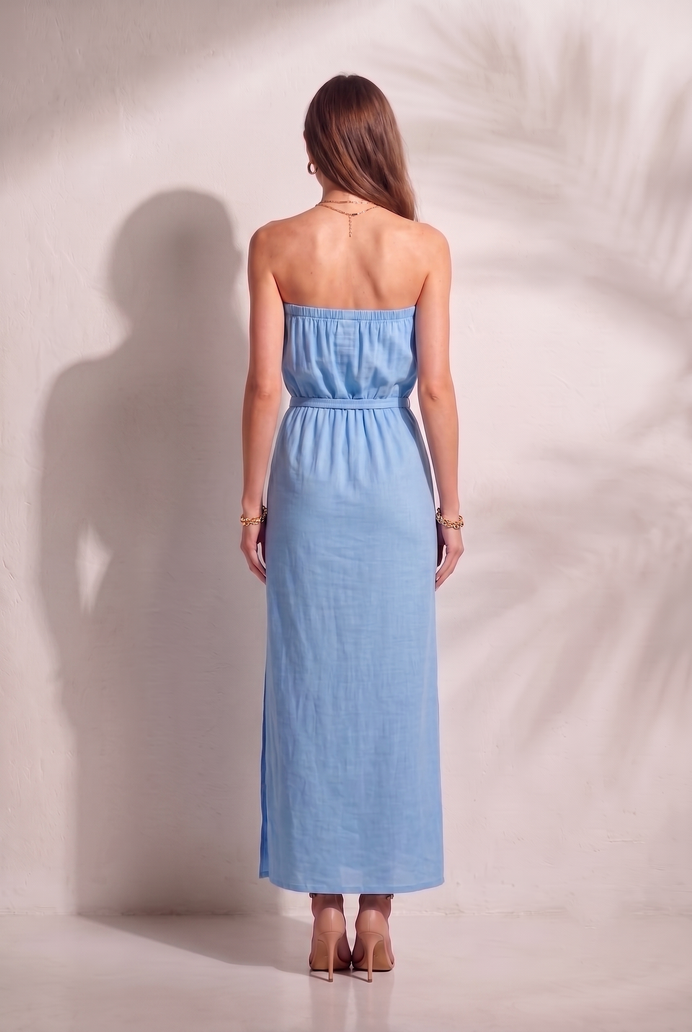 Cotton Tube Side Slit Long Dress