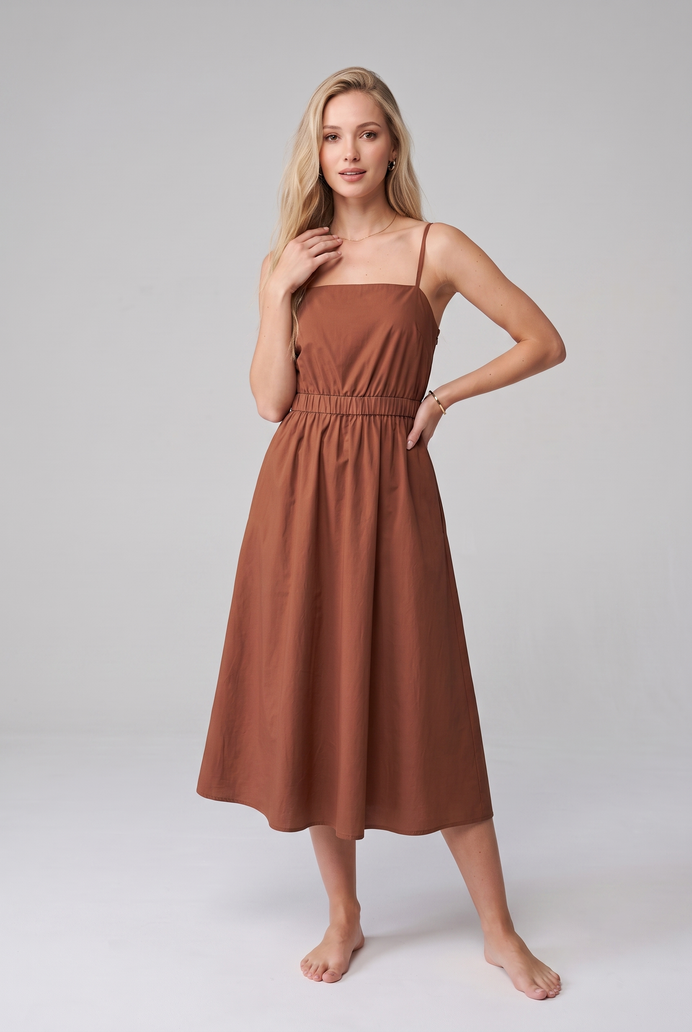 Fit & Flare Cotton Sleeveless Midi Dress
