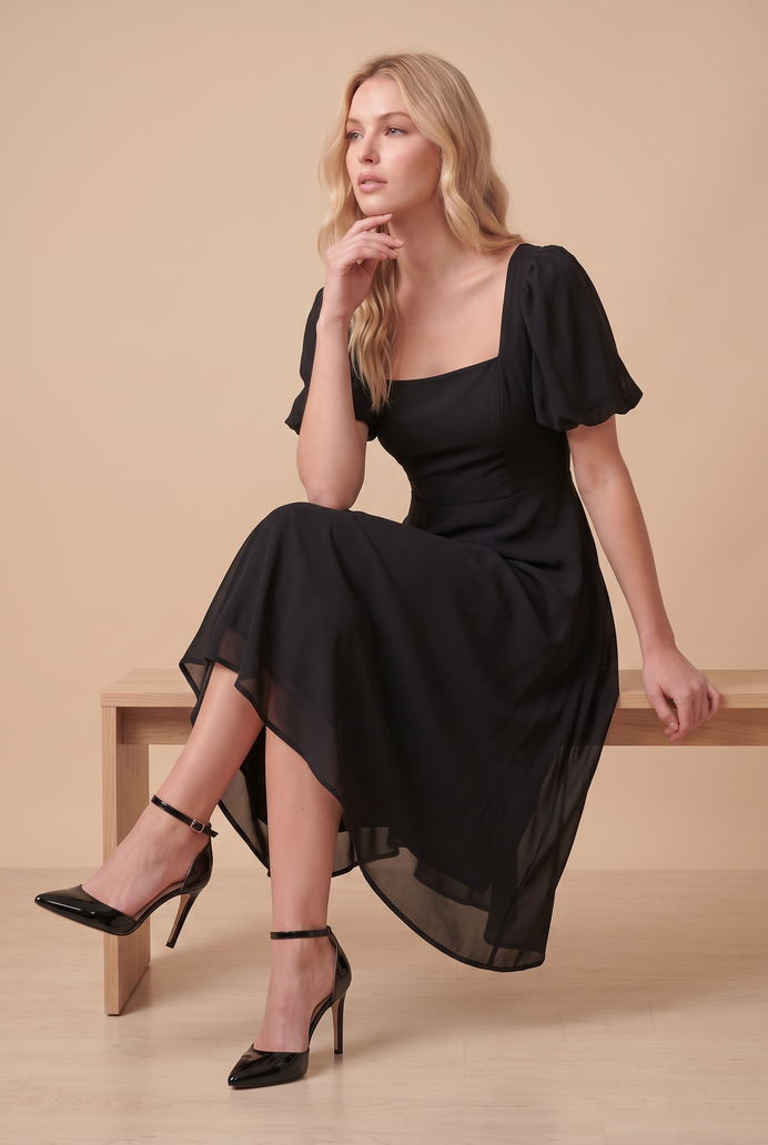 Fit And Flare Georgette Midi Dress