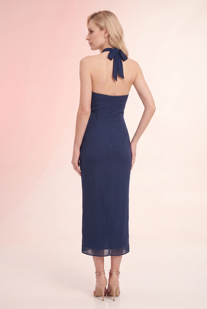 Chiffon Halter Neck Long Dress