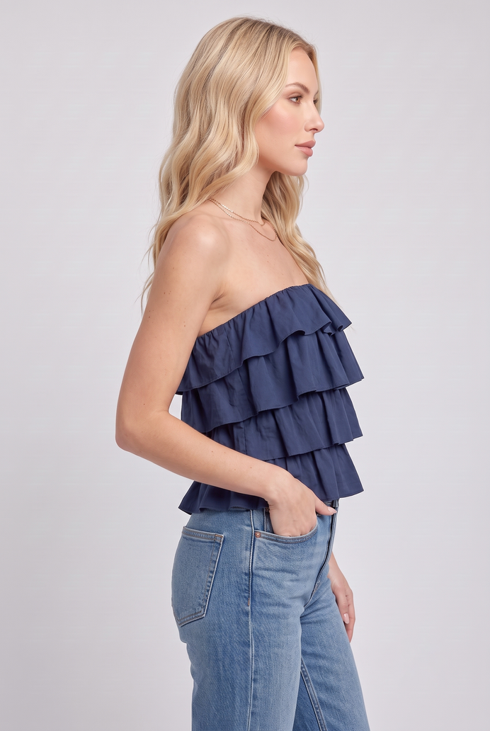 Cotton Crop Frilled Tube Top
