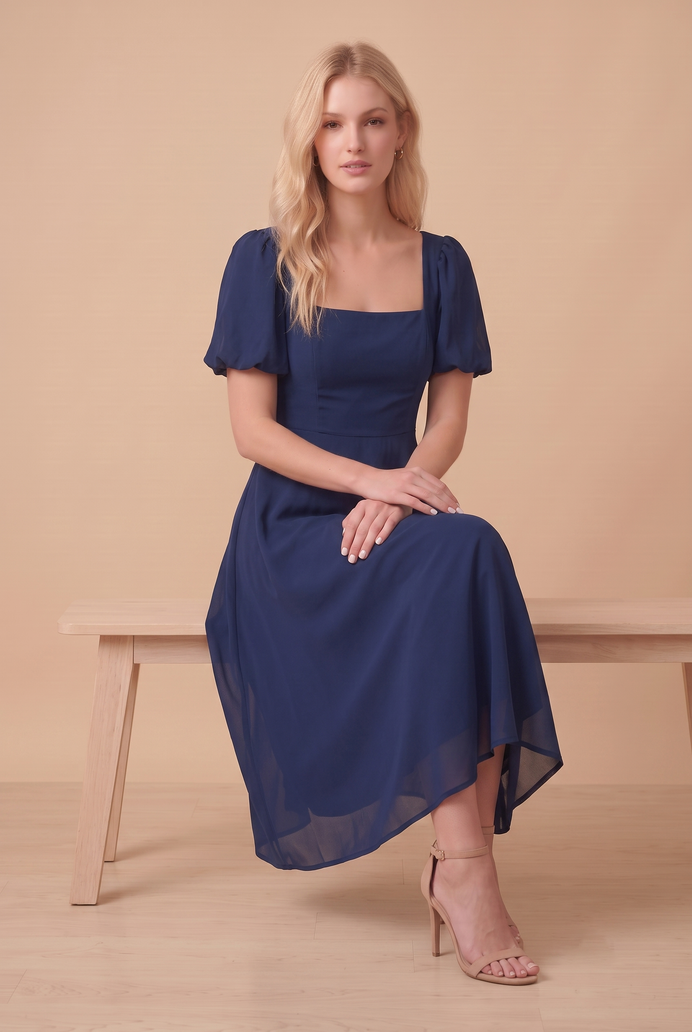 Fit And Flare Georgette Midi Dress