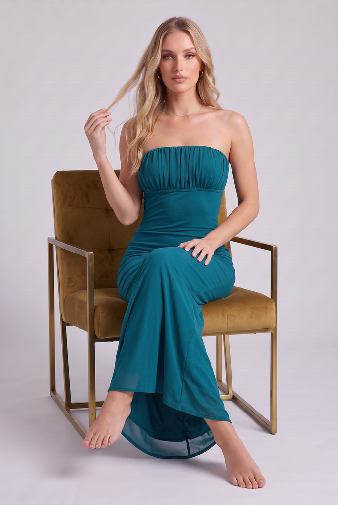Chiffon Tube Bodycon Long Dress
