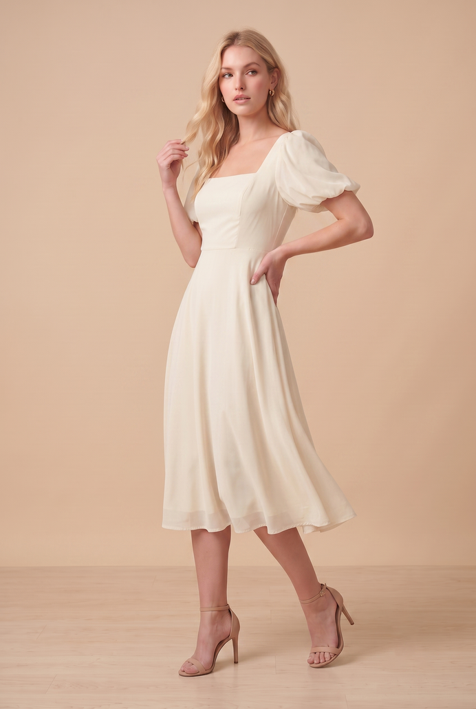 Fit And Flare Georgette Midi Dress