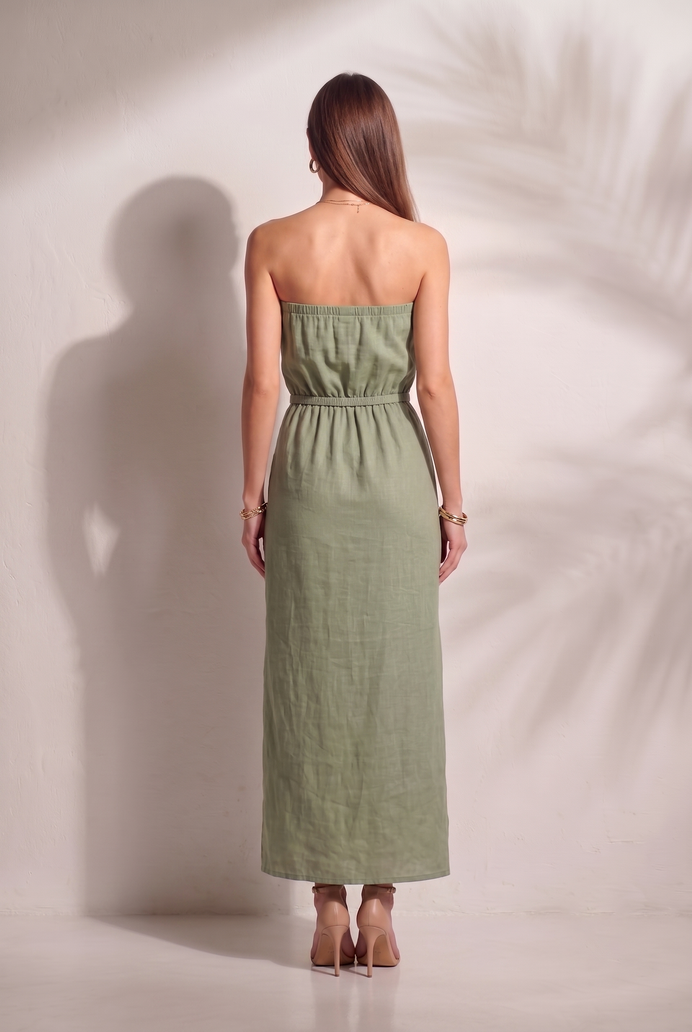 Cotton Tube Side Slit Long Dress