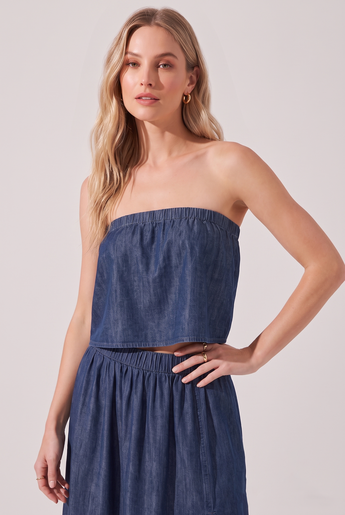 Denim Co-ord Skirt & Tube Top Set