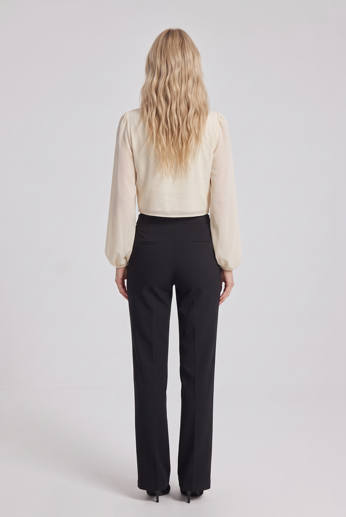 Chiffon Balloon Sleeve Crop Top