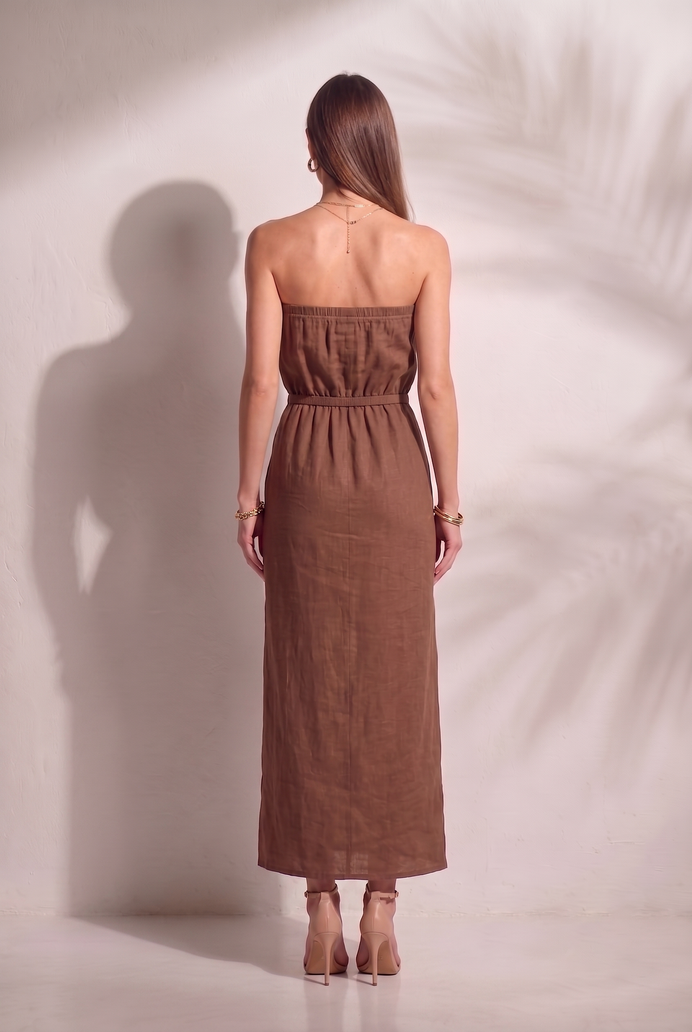 Cotton Tube Side Slit Long Dress