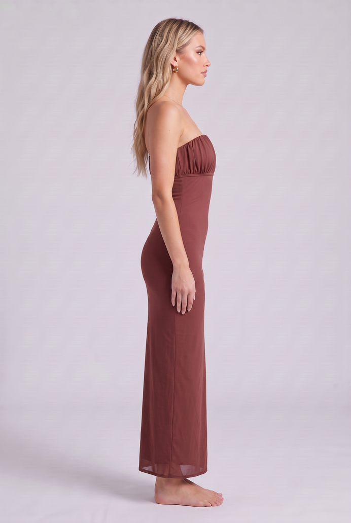 Chiffon Tube Bodycon Long Dress