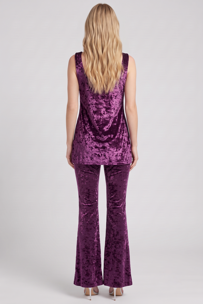 Korean Velvet Sleeveless Co-ord Set