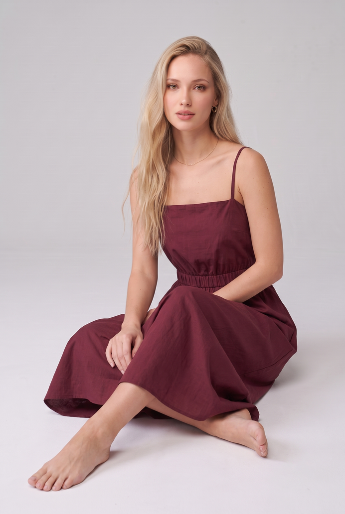 Fit & Flare Cotton Sleeveless Midi Dress