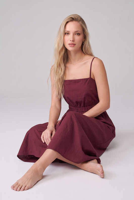 Fit & Flare Cotton Sleeveless Midi Dress