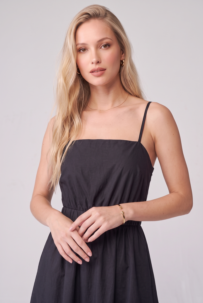 Fit & Flare Cotton Sleeveless Midi Dress
