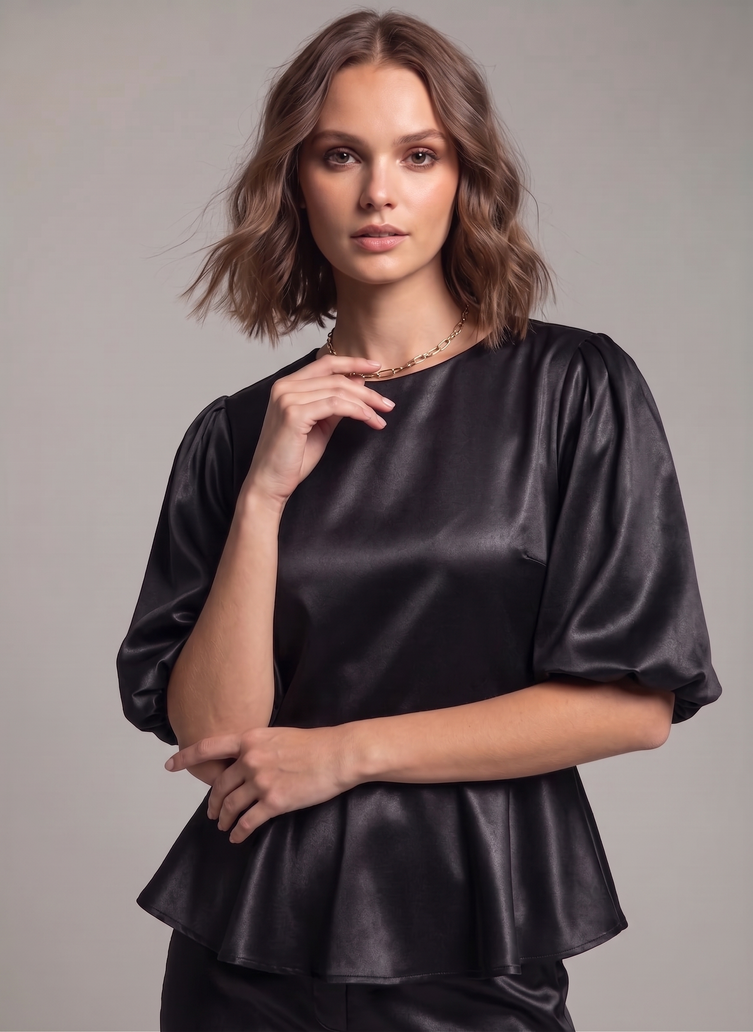 Balloon Sleeve Satin Co-ord Set