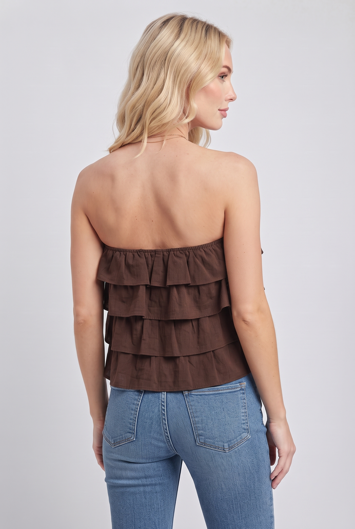 Cotton Crop Frilled Tube Top