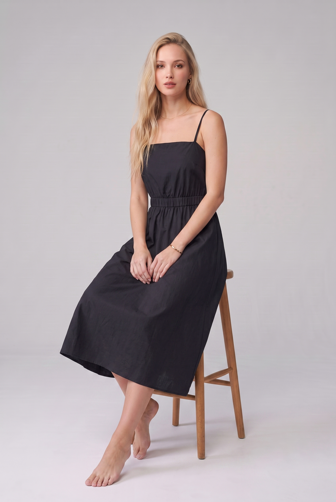 Fit & Flare Cotton Sleeveless Midi Dress