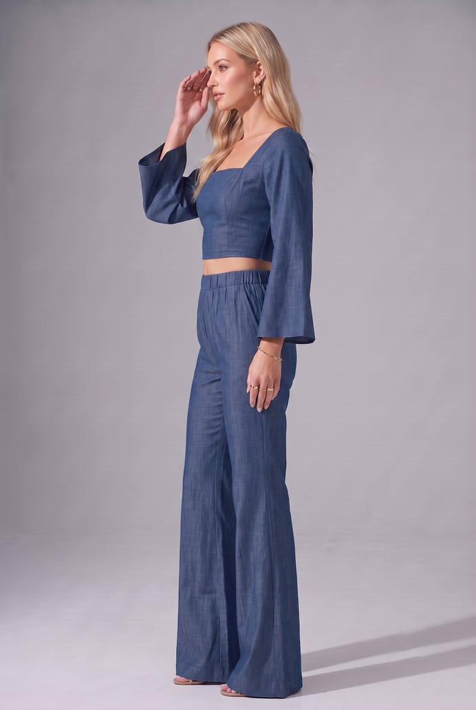 Flared Sleeve Denim Co-ord Set