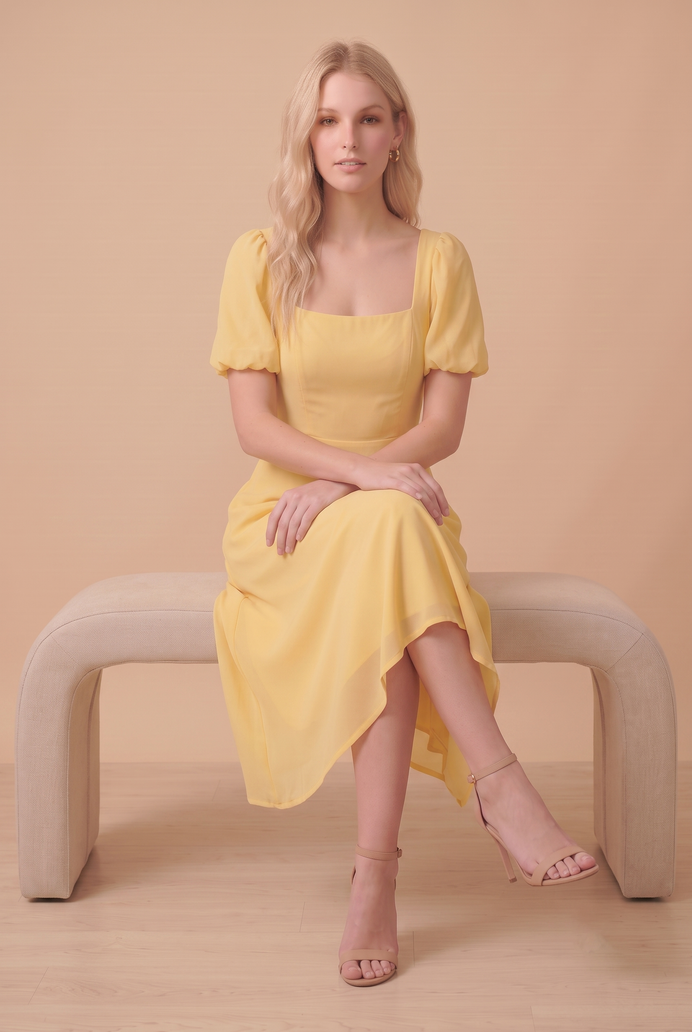 Fit And Flare Georgette Midi Dress