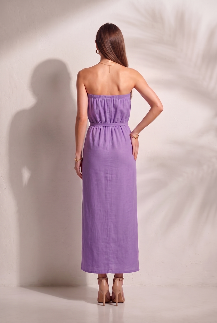 Cotton Tube Side Slit Long Dress