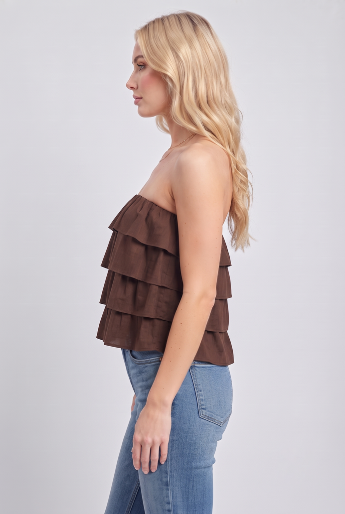 Cotton Crop Frilled Tube Top