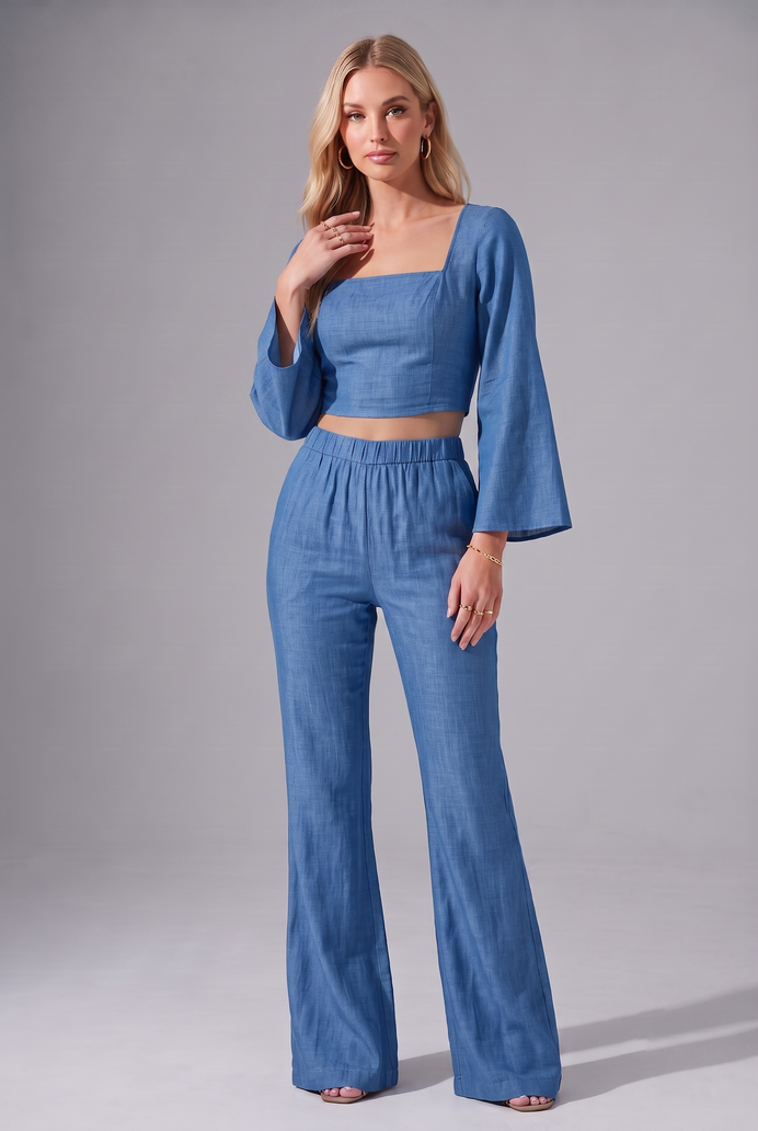 Flared Sleeve Denim Co-ord Set