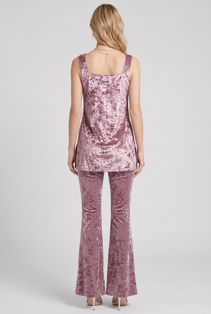 Korean Velvet Sleeveless Co-ord Set