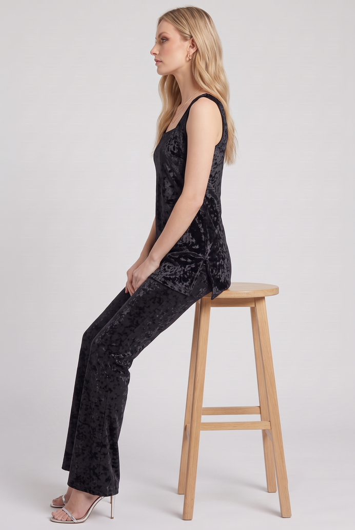 Korean Velvet Sleeveless Co-ord Set