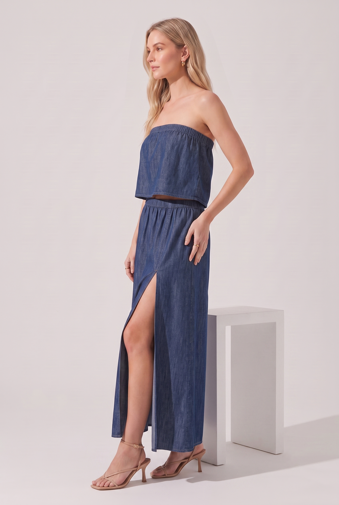 Denim Co-ord Skirt & Tube Top Set