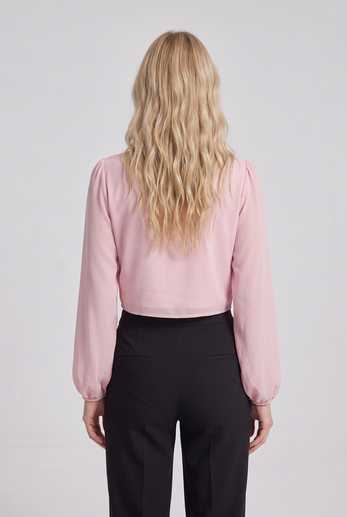 Chiffon Balloon Sleeve Crop Top
