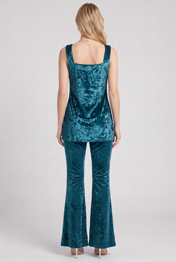 Korean Velvet Sleeveless Co-ord Set