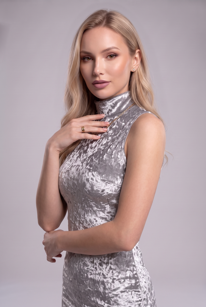 Korean Velvet Turtle Neck Mini Dress