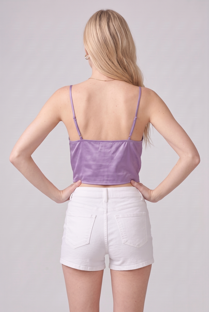 Cowl Neck Satin Crop Top