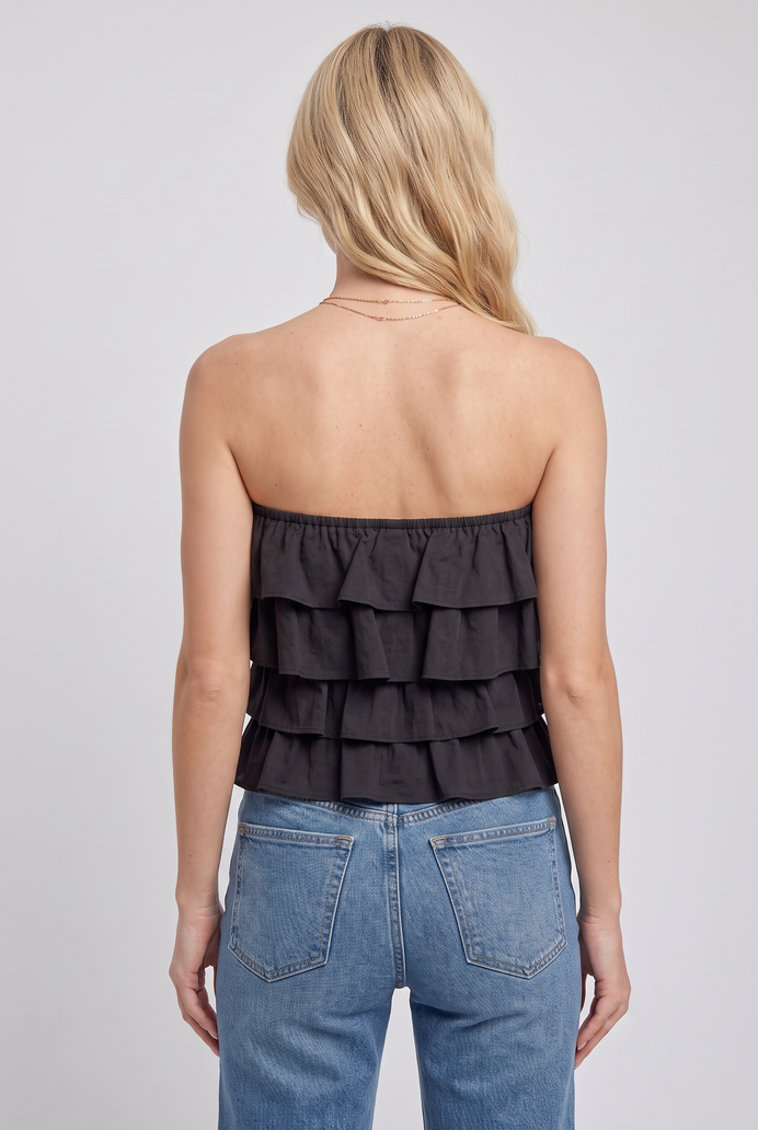 Cotton Crop Frilled Tube Top