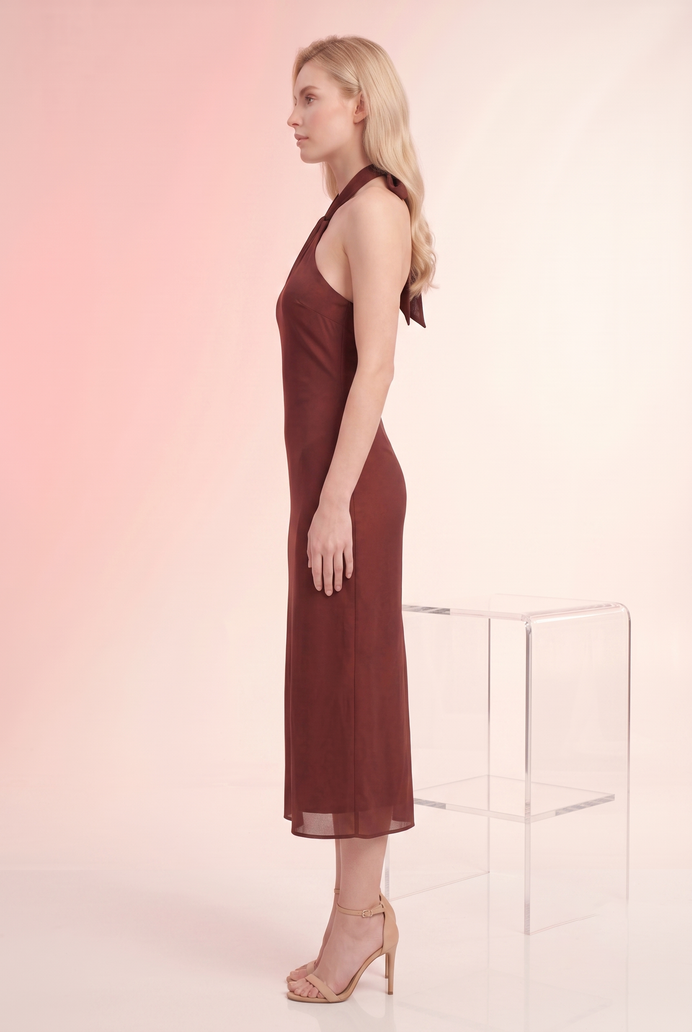 Chiffon Halter Neck Long Dress