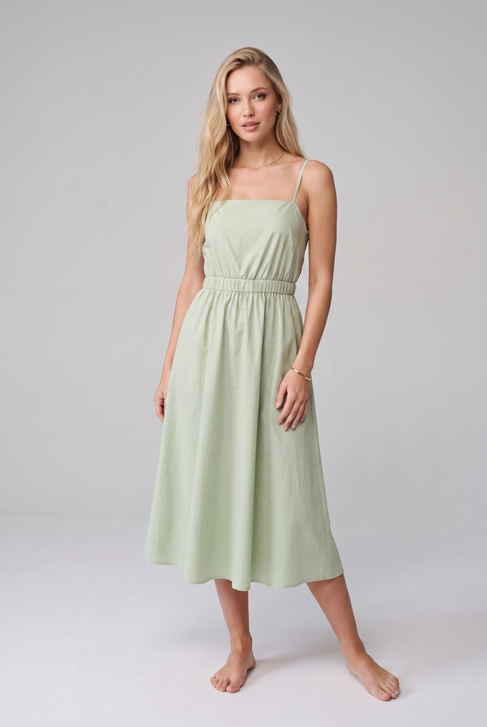 Fit & Flare Cotton Sleeveless Midi Dress