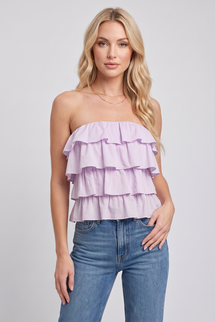 Cotton Crop Frilled Tube Top