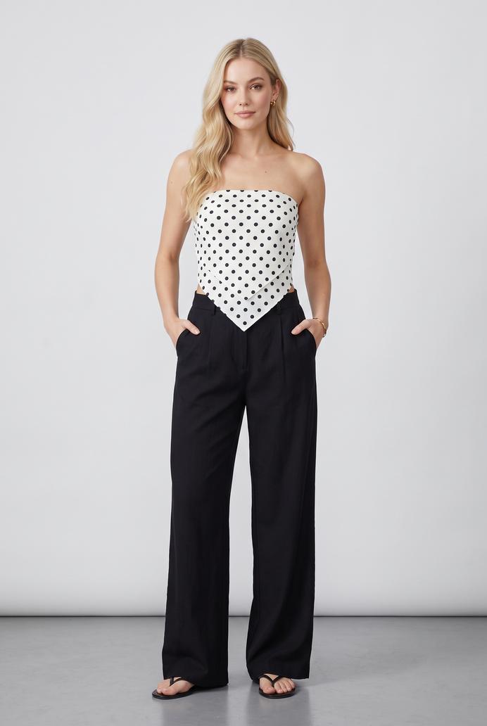 Polka Dot Scarf Tube Crop Top
