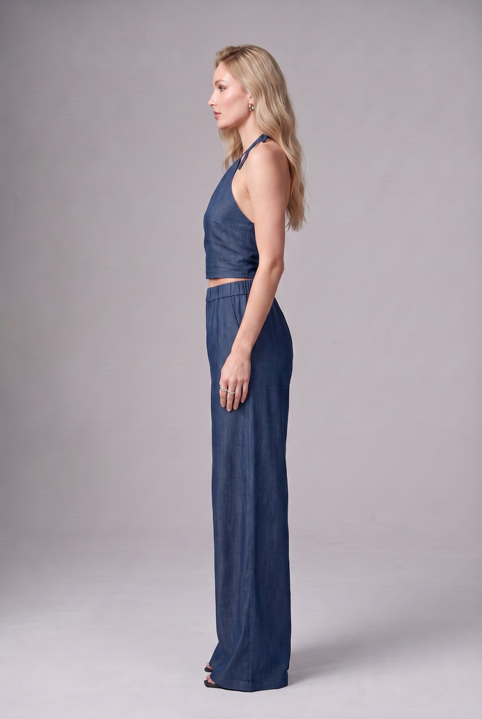 Denim Halter Neck Co-ord Set