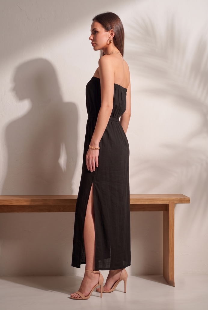 Cotton Tube Side Slit Long Dress