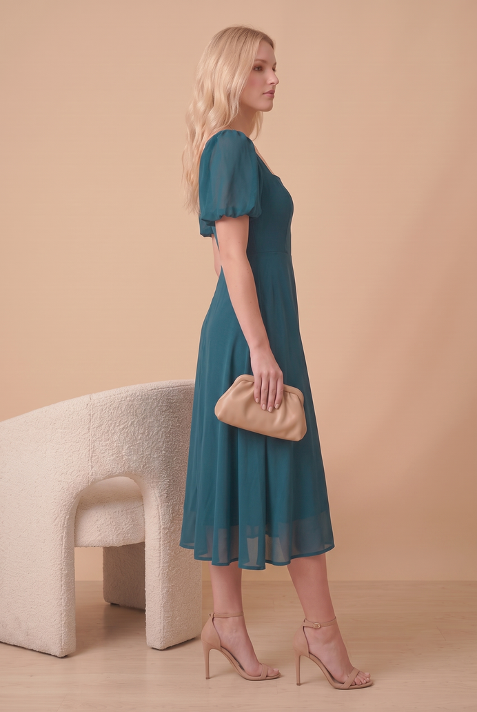 Fit And Flare Georgette Midi Dress